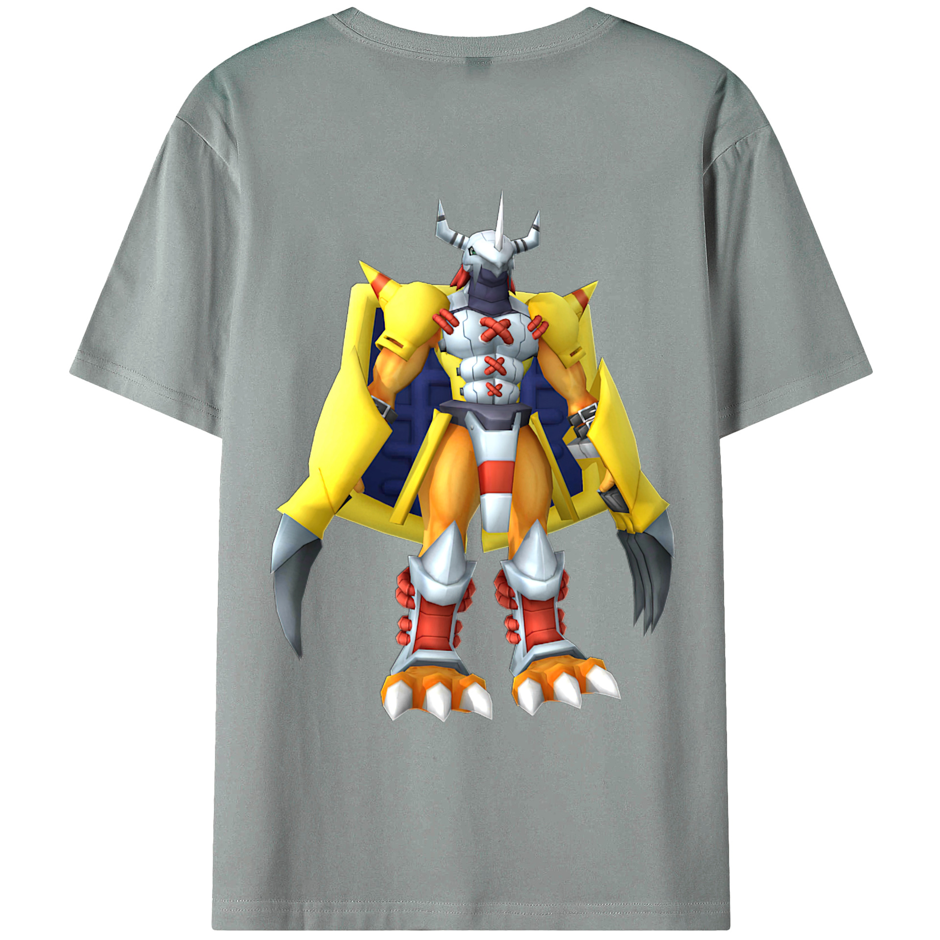 （画像用） Digimon デジタルモンスター/デジモン 綿100％ メンズ半袖Tシャツ（バックプリント） 通気性
